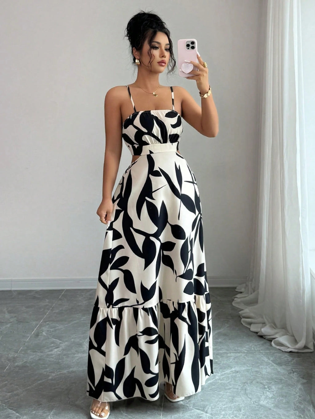 Rafferiza Women's Elegant Printed Waist-Cinched Long Dress - image 7