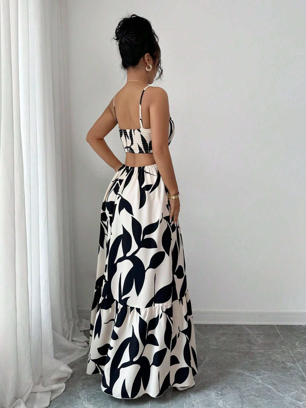 Rafferiza Women's Elegant Printed Waist-Cinched Long Dress - image 9