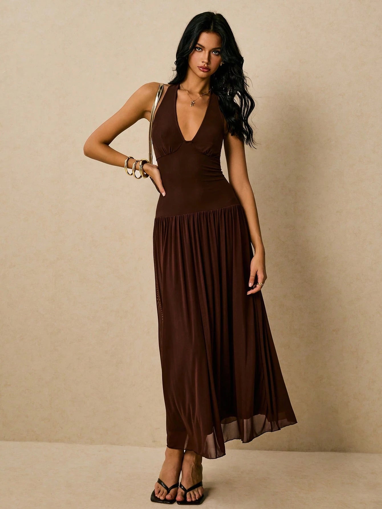 Poéselle Women's Sleeveless Backless Dress, Flowy Dress,Sun