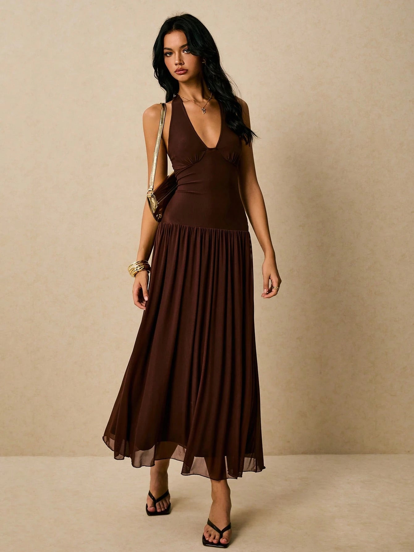 Poéselle Women's Sleeveless Backless Dress, Flowy Dress,Sun