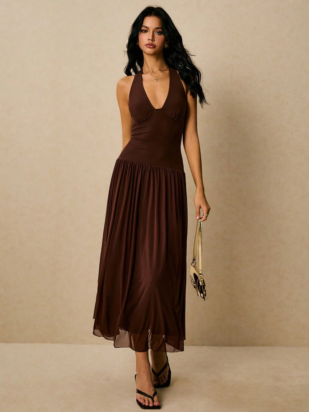 Poéselle Women's Sleeveless Backless Dress, Flowy Dress,Sun