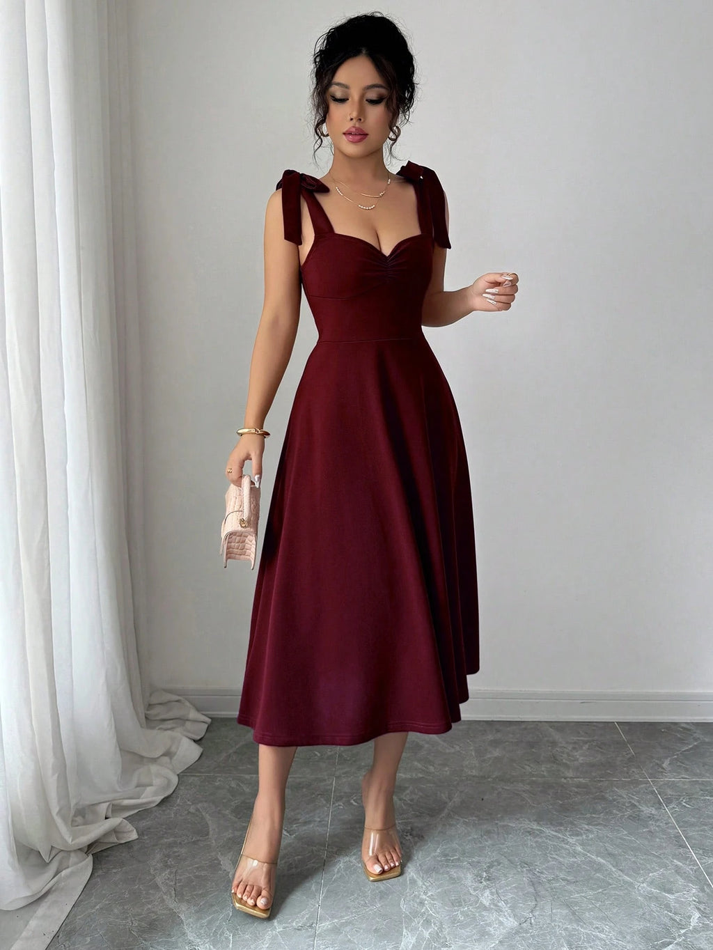 Elenzga Sleeveless Tie-Up Cinched Waist A-Line Elegant Romantic Women Dress - image 20