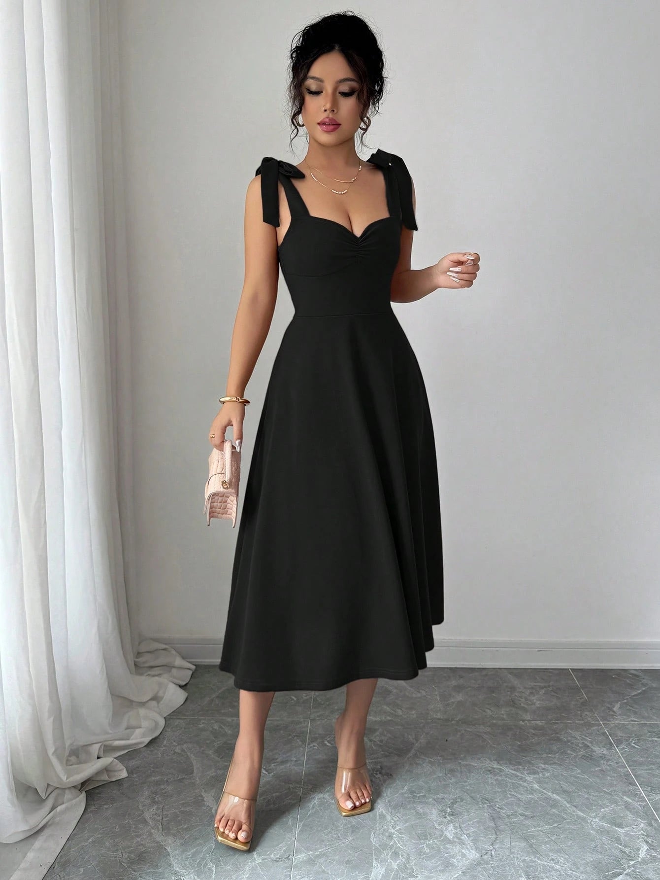 Elenzga Sleeveless Tie-Up Cinched Waist A-Line Elegant Romantic Women Dress - image 14