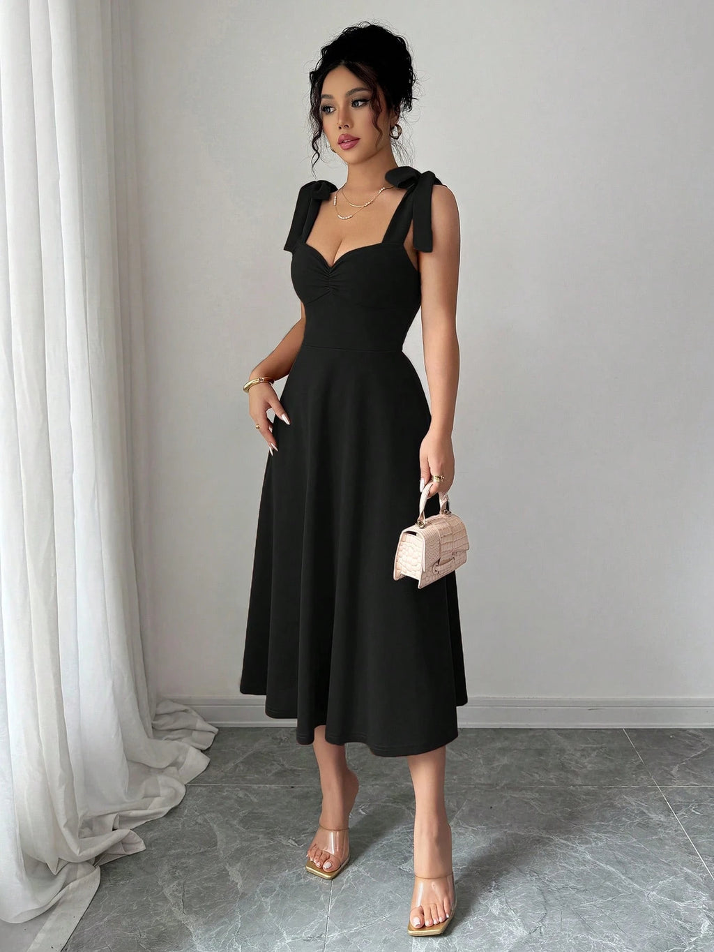 Elenzga Sleeveless Tie-Up Cinched Waist A-Line Elegant Romantic Women Dress - image 15