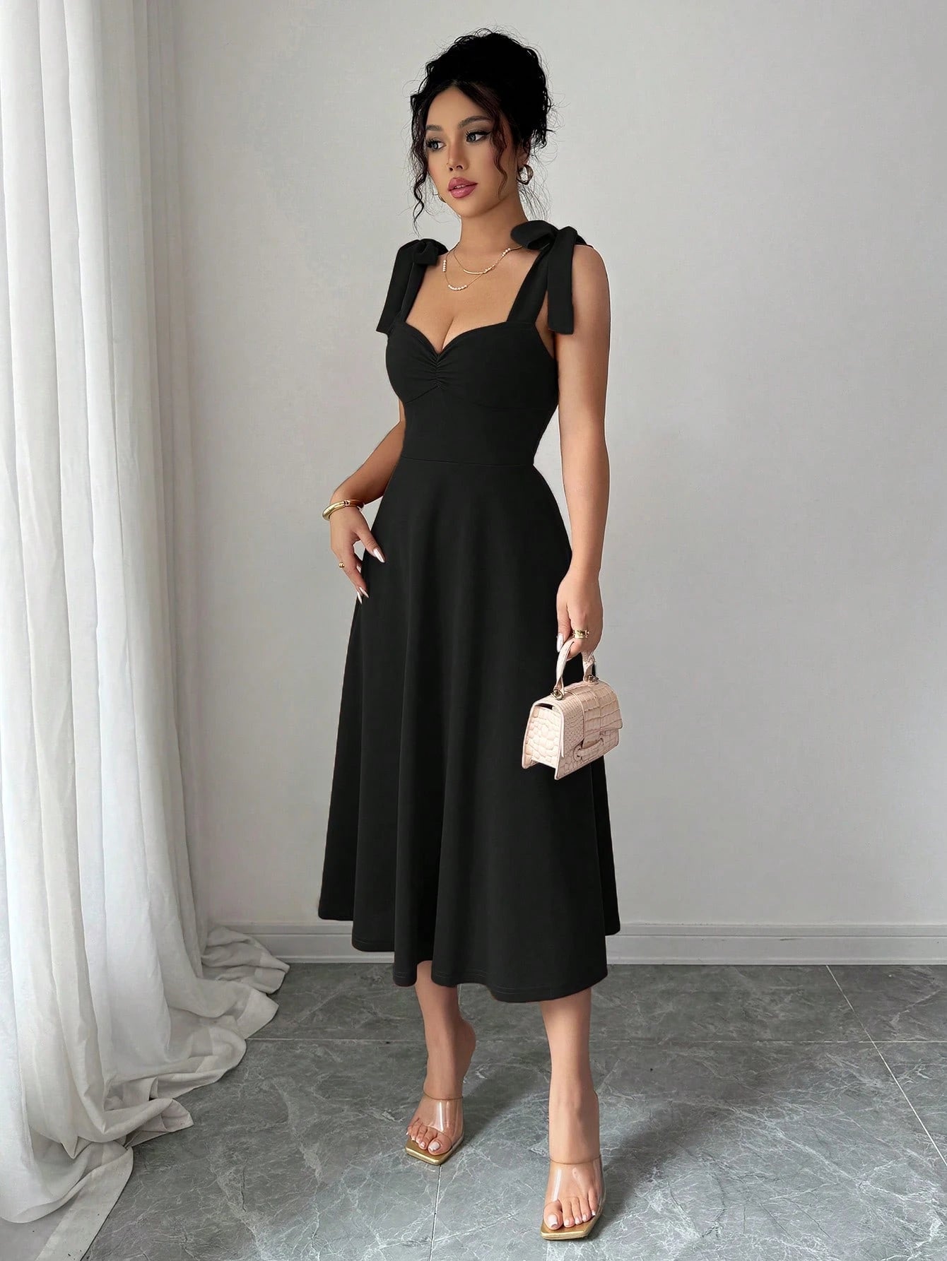 Elenzga Sleeveless Tie-Up Cinched Waist A-Line Elegant Romantic Women Dress - image 15