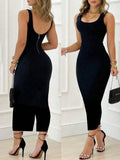 Elegant Tight-Fitting Dress - Sleeveless,Perfect For Summer Blend, Body Backless Fitting Dress Party Black