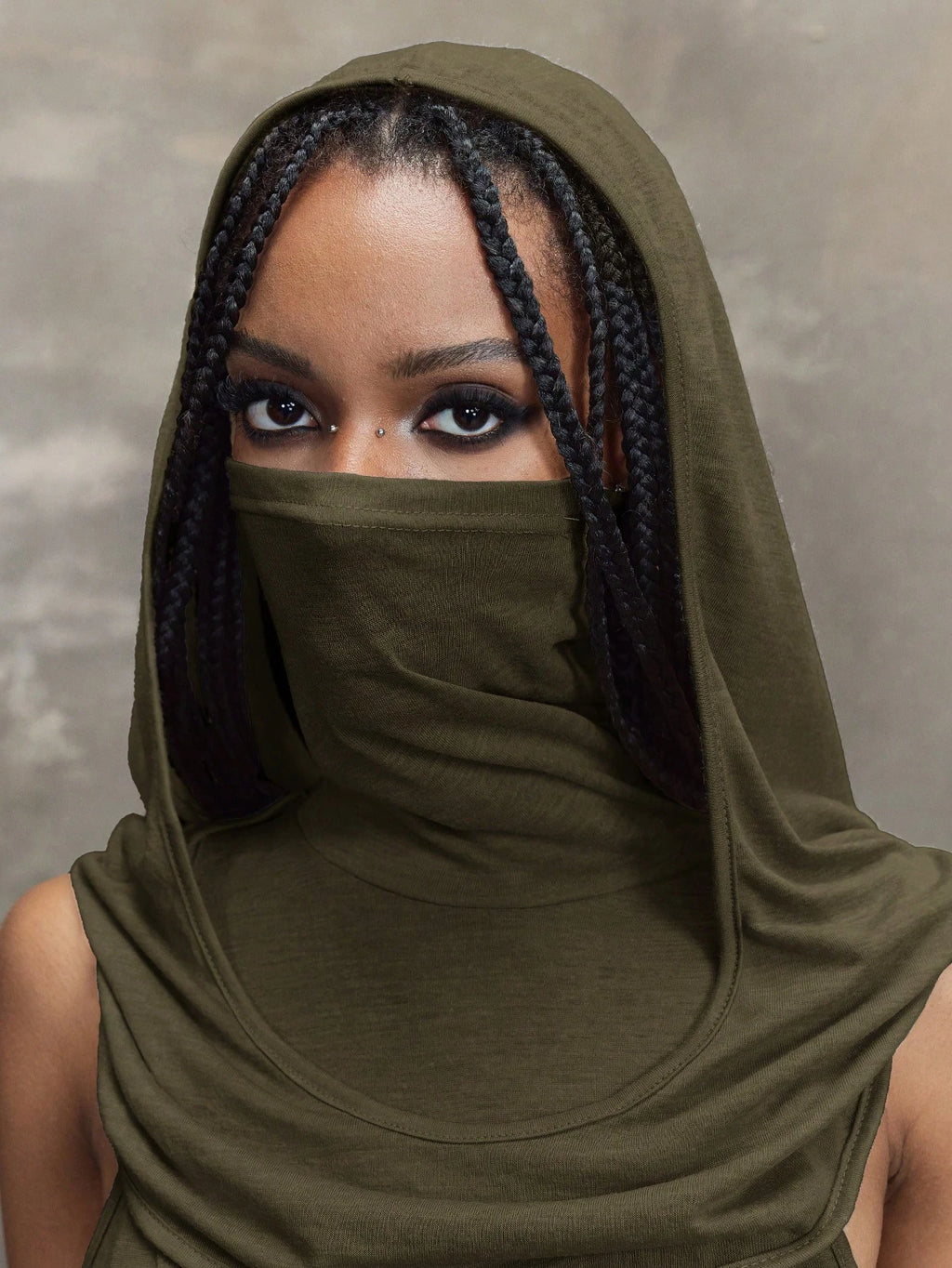 Grunge Punk Y2K Vintage Apocalypse Inspired Hooded Plunge Neckline