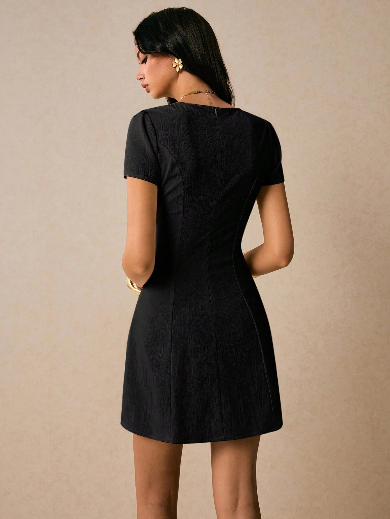 Poéselle Women's Plaid Short Sleeve Single-Breasted Casual Mini Dress,Casual Dresses For Women - image 11