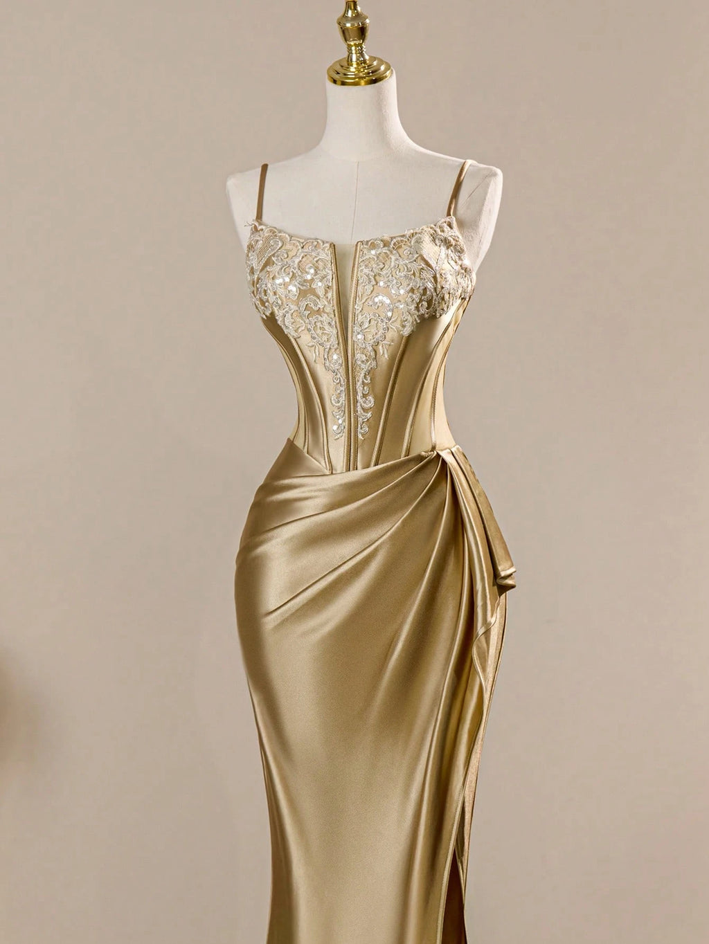 Rolarold Luxury Spaghetti Strap Satin Corset Homecoming Prom Dress With Split Thigh Bridesmaid Dress Wedding - image 5
