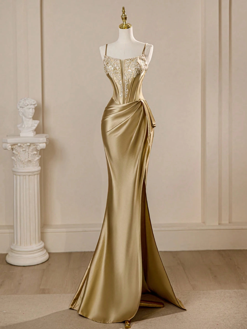 Rolarold Luxury Spaghetti Strap Satin Corset Homecoming Prom Dress With Split Thigh Bridesmaid Dress Wedding - image 9