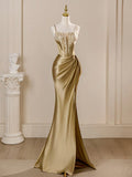 Rolarold Luxury Spaghetti Strap Satin Corset Homecoming Prom Dress With Split Thigh Bridesmaid Dress Wedding