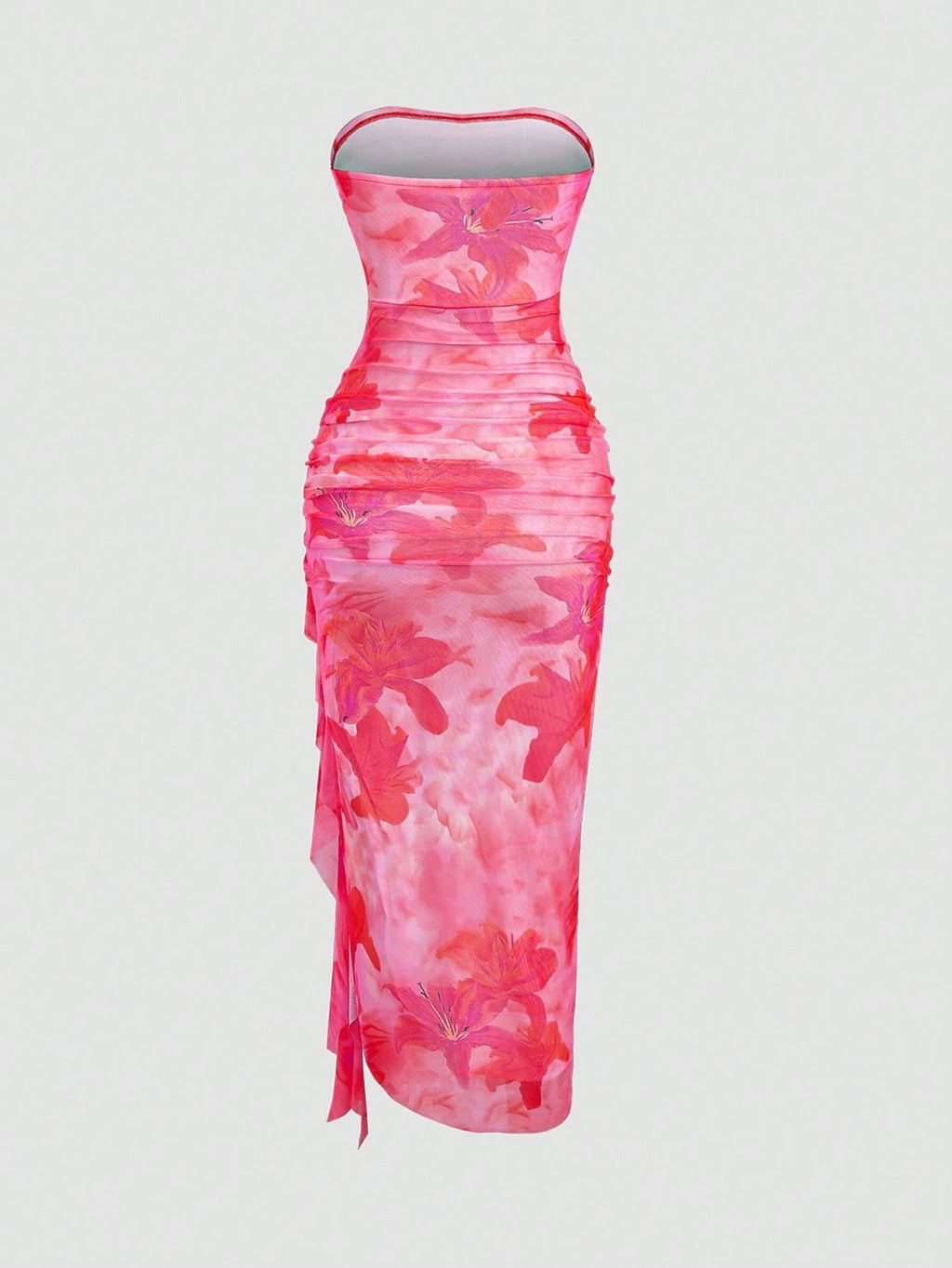 Sweetra Women's Floral Print Ruffle Hem Bustier Dress For Holiday - image 2
