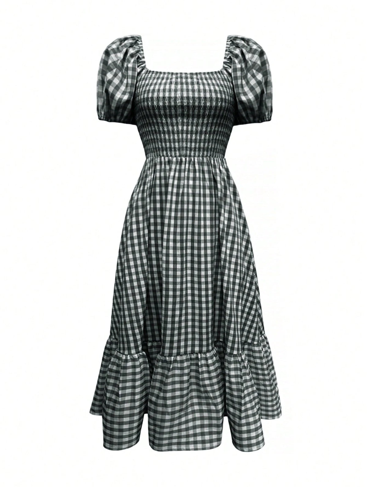 2026 Autumn Women's Plaid Elegant Bohemian Casual Elegant Outing Date Holiday Waist-Cinching Puff Sleeve - image 20