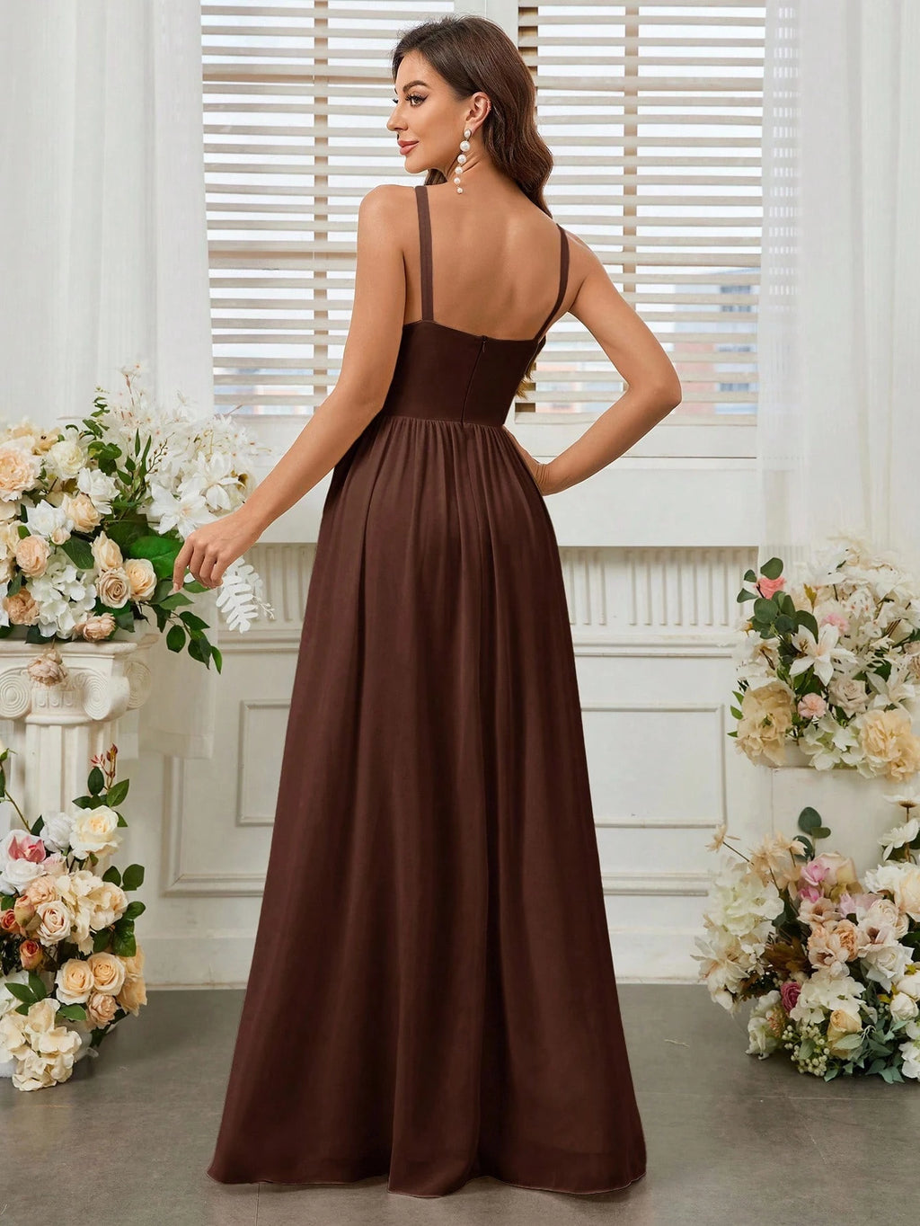 Belle Elegant Light Yellow Summer Chiffon Dress,Boat Neck High Waist Pleated Bridesmaid Dress For - image 20