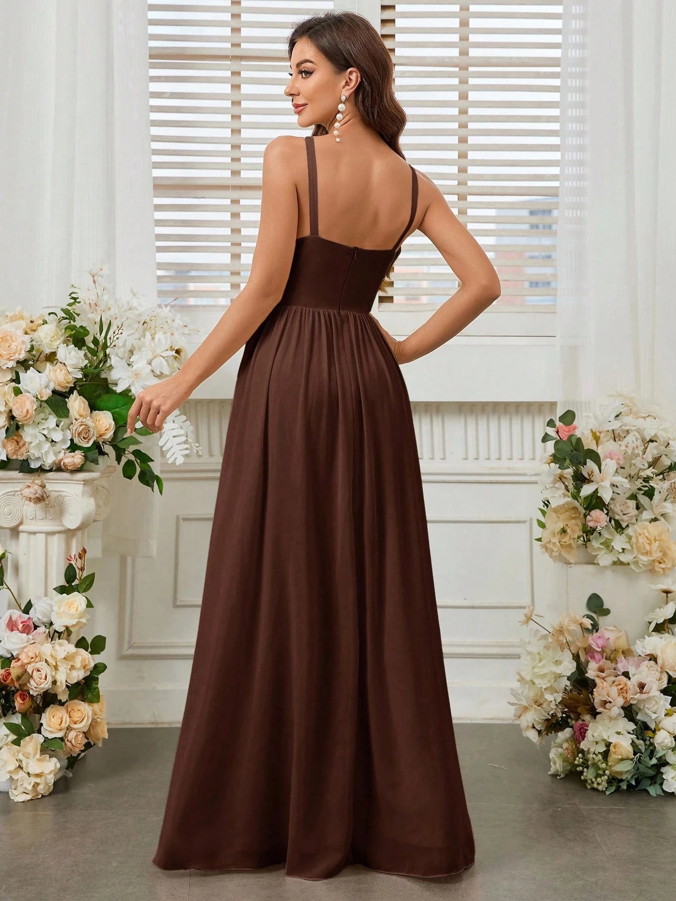 Belle Elegant Light Yellow Summer Chiffon Dress,Boat Neck High Waist Pleated Bridesmaid Dress For - image 20
