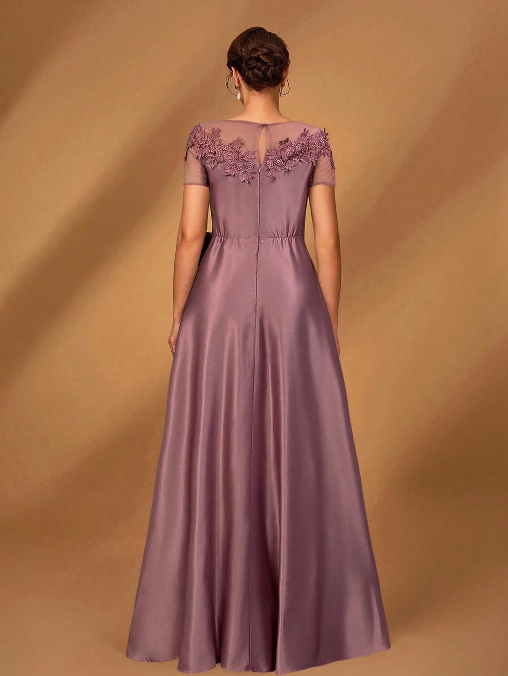 Serin Champagne Gold Elegant Winter Dinner Evening Formal Dress,Luxurious Satin Mesh Patchwork Beaded - image 9