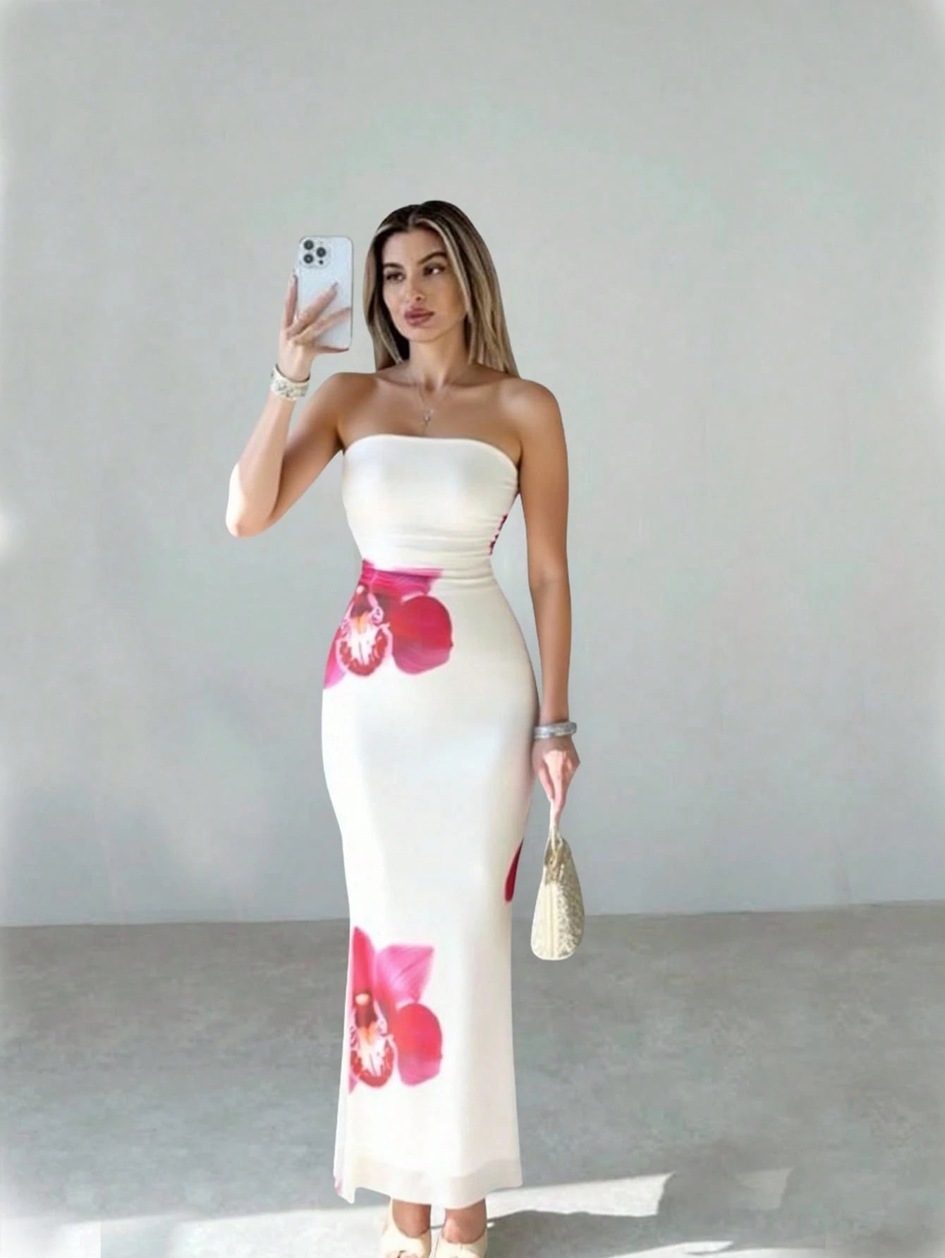 Breezaya Ladies' Tie Dye Strapless Dress With Side Slit Hem Maxi Women Outfit - image 3
