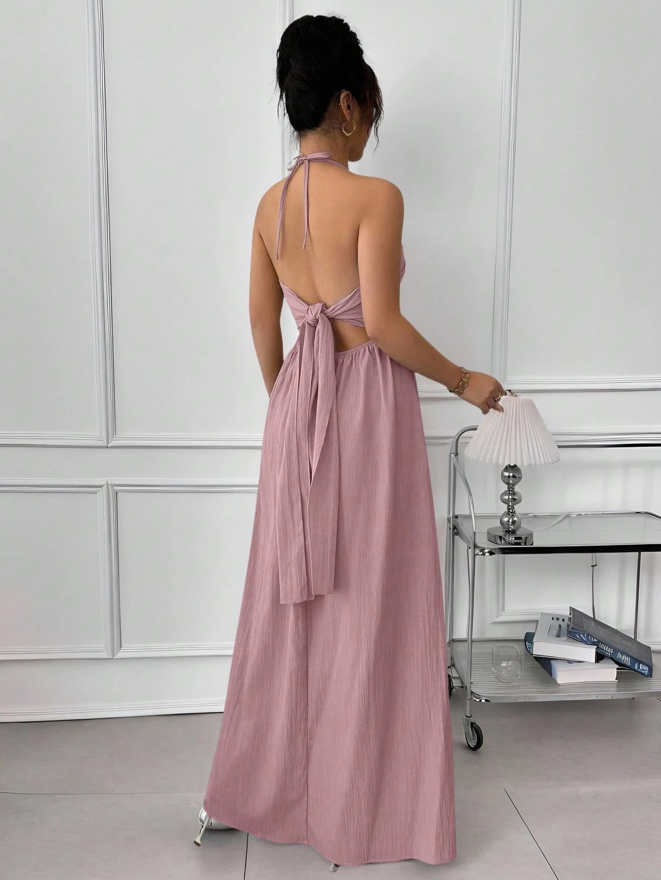 Rafferiza Women's Summer Sexy Beach Vacation Style Solid Color Halter Backless A-Line Dress Halter Dress - image 20