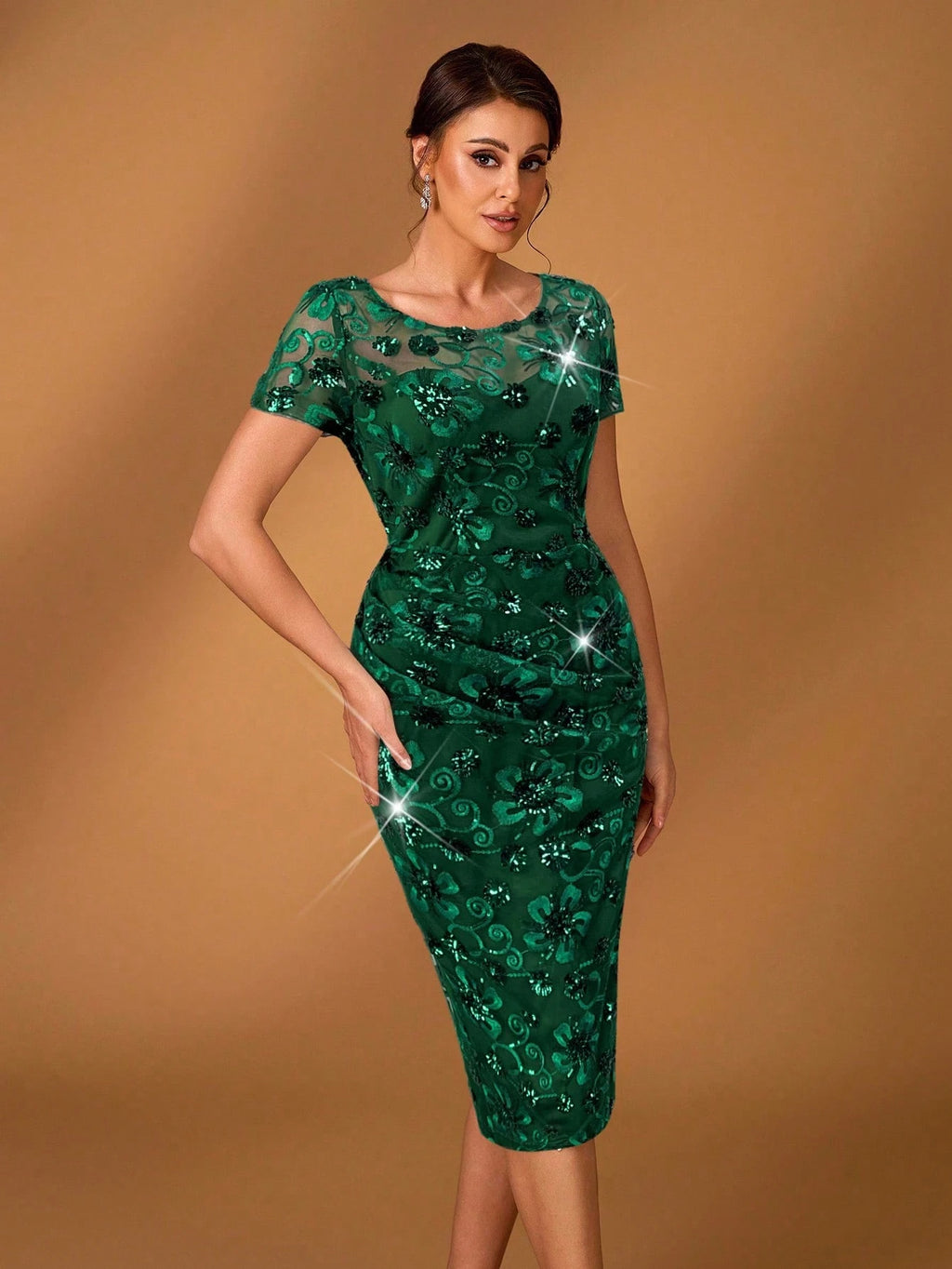 Serin Summer Elegant Gray Evening Wedding Dress,Gorgeous Luxury Sequin Embroidery Round Neck Cap Sleeve - image 5