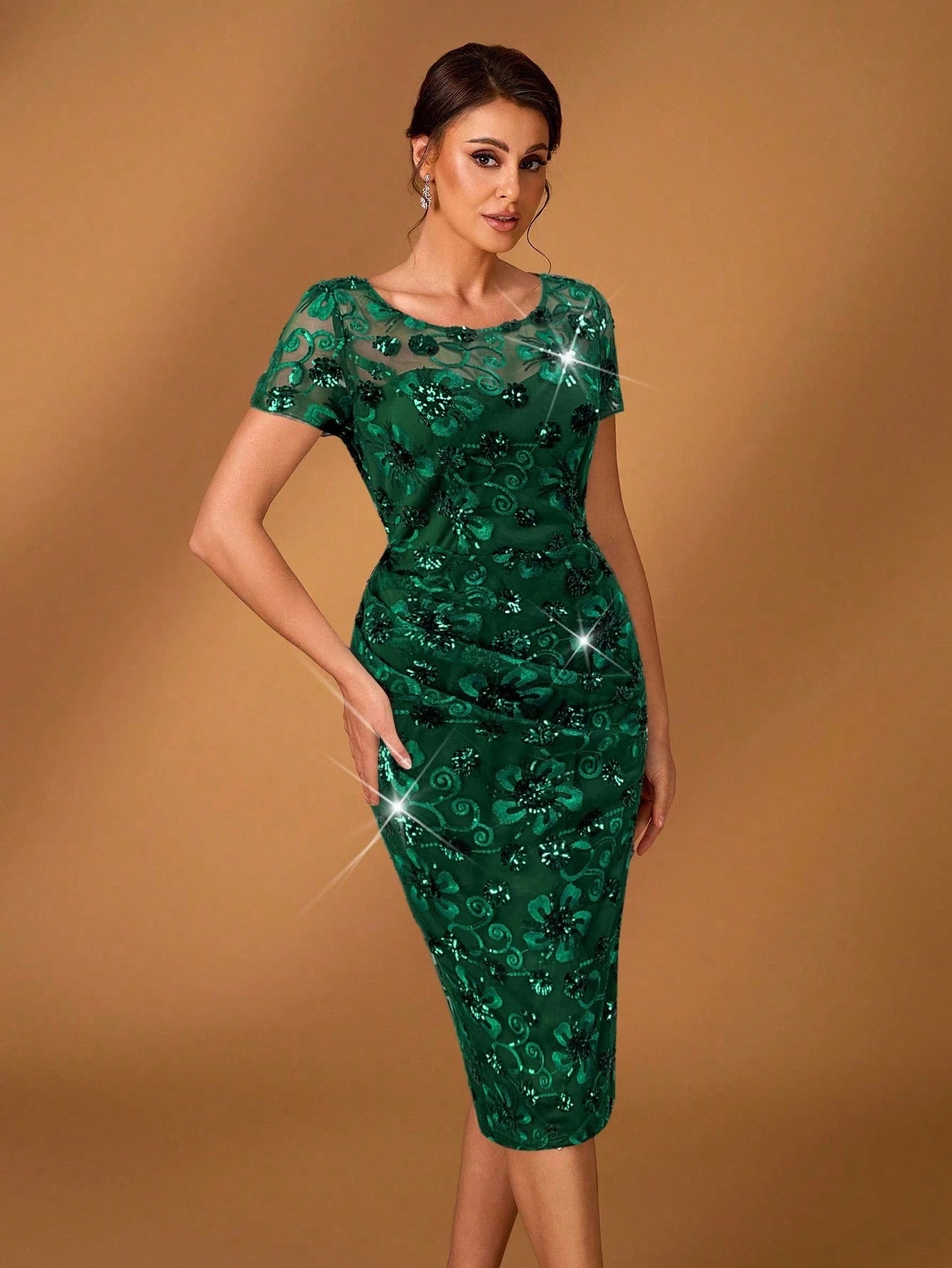 Serin Summer Elegant Gray Evening Wedding Dress,Gorgeous Luxury Sequin Embroidery Round Neck Cap Sleeve - image 5