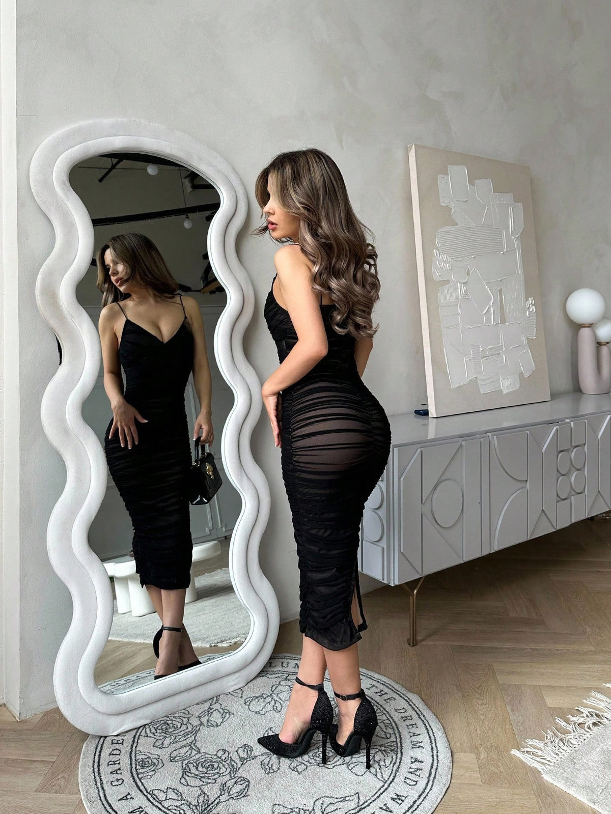 Jemour Prom Dress;Split Hem Ruched Mesh Slip Dress,Summer Dresses For Women,Tea Party Dress - image 11