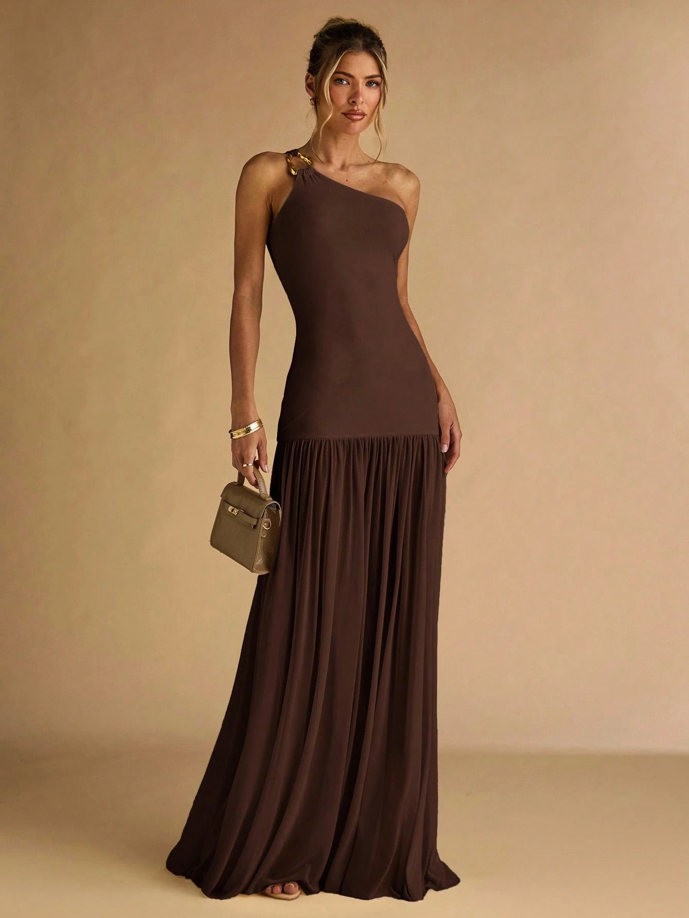 BAE Women's Brown And Gold Summer Elegant Dining Bodycon