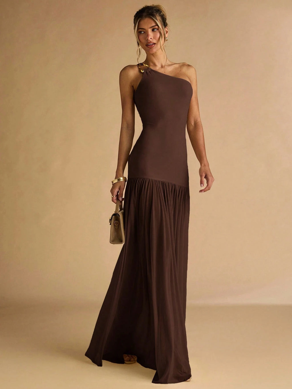 BAE Women's Brown And Gold Summer Elegant Dining Bodycon