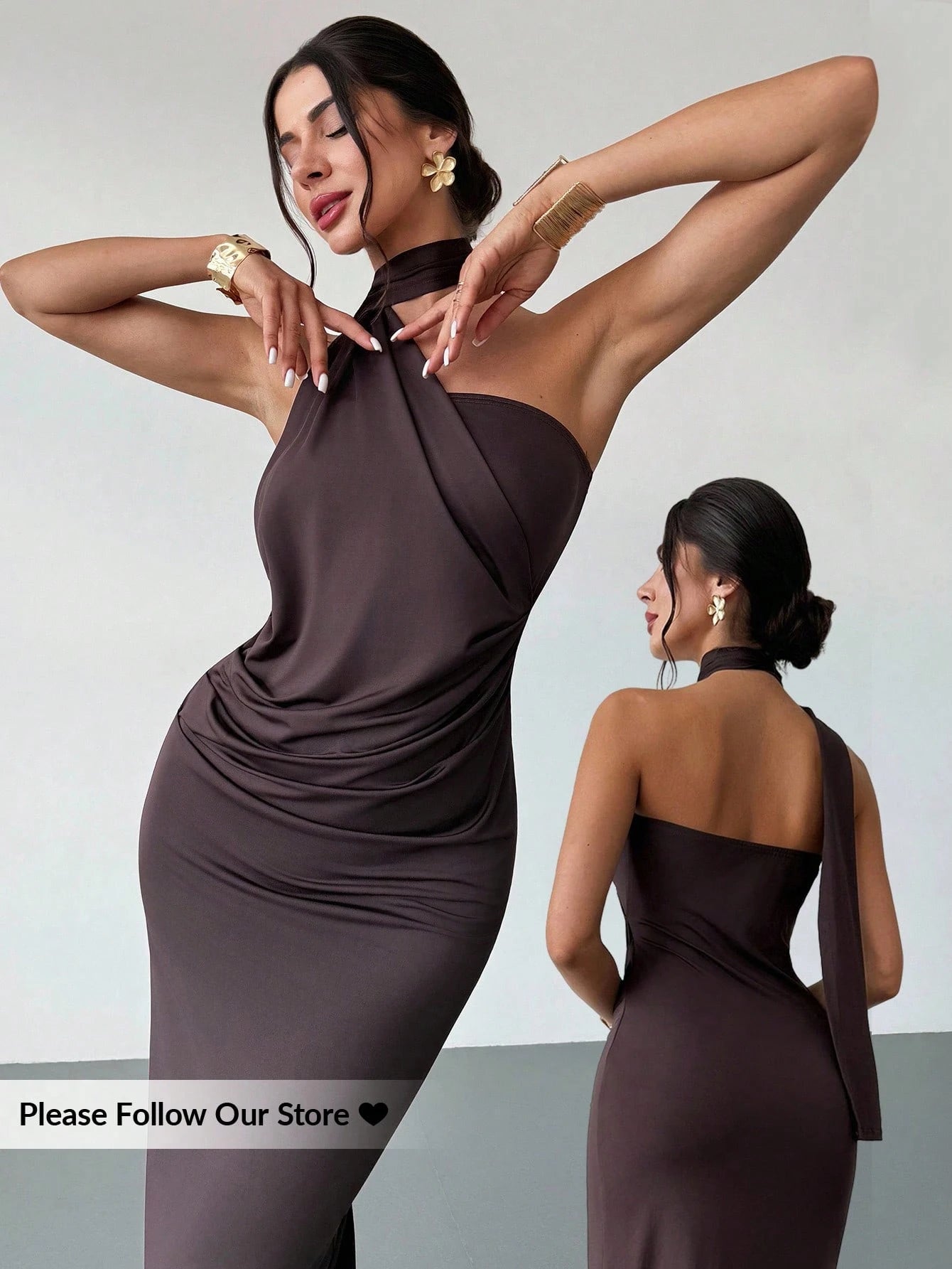 Firerie Women's Dusty Pink Summer Seductive Tropical Cocktail Dress,Elegant One Sided Asymmetrical Fitted - image 9