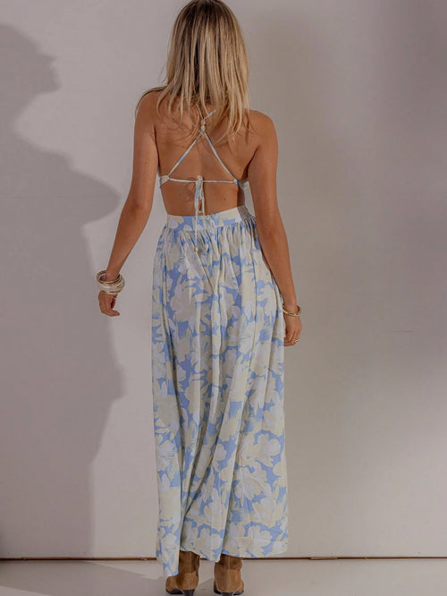 Aralina Women's Floral Print Halter Backless Hollow Out Sleeveless Dress - image 2
