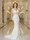 MisShow Plain Elegant Party Zipper Contrast Mesh Backless Wedding