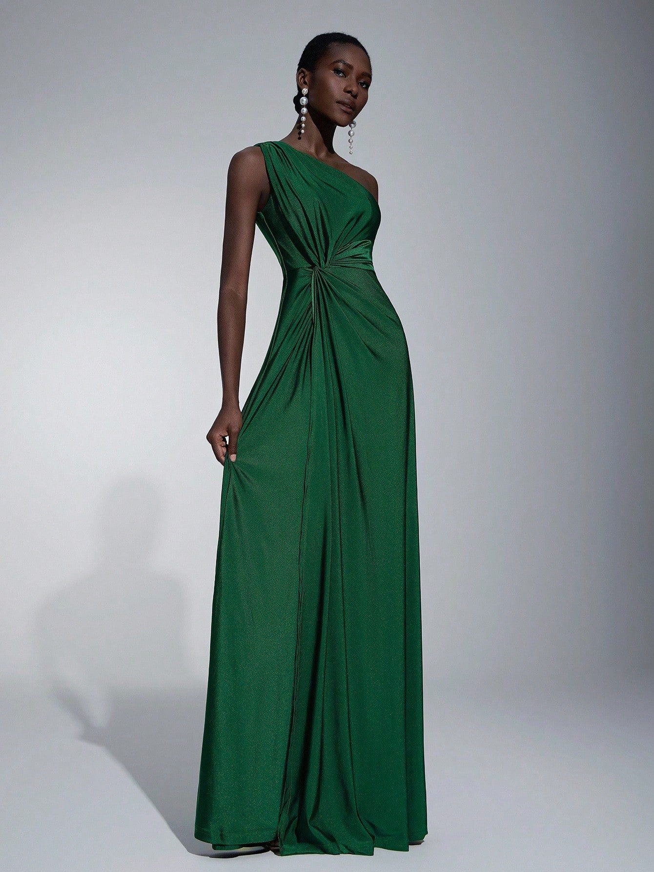 Elitara Women's Emerald Green Winter Elegant Formal One-Shoulder