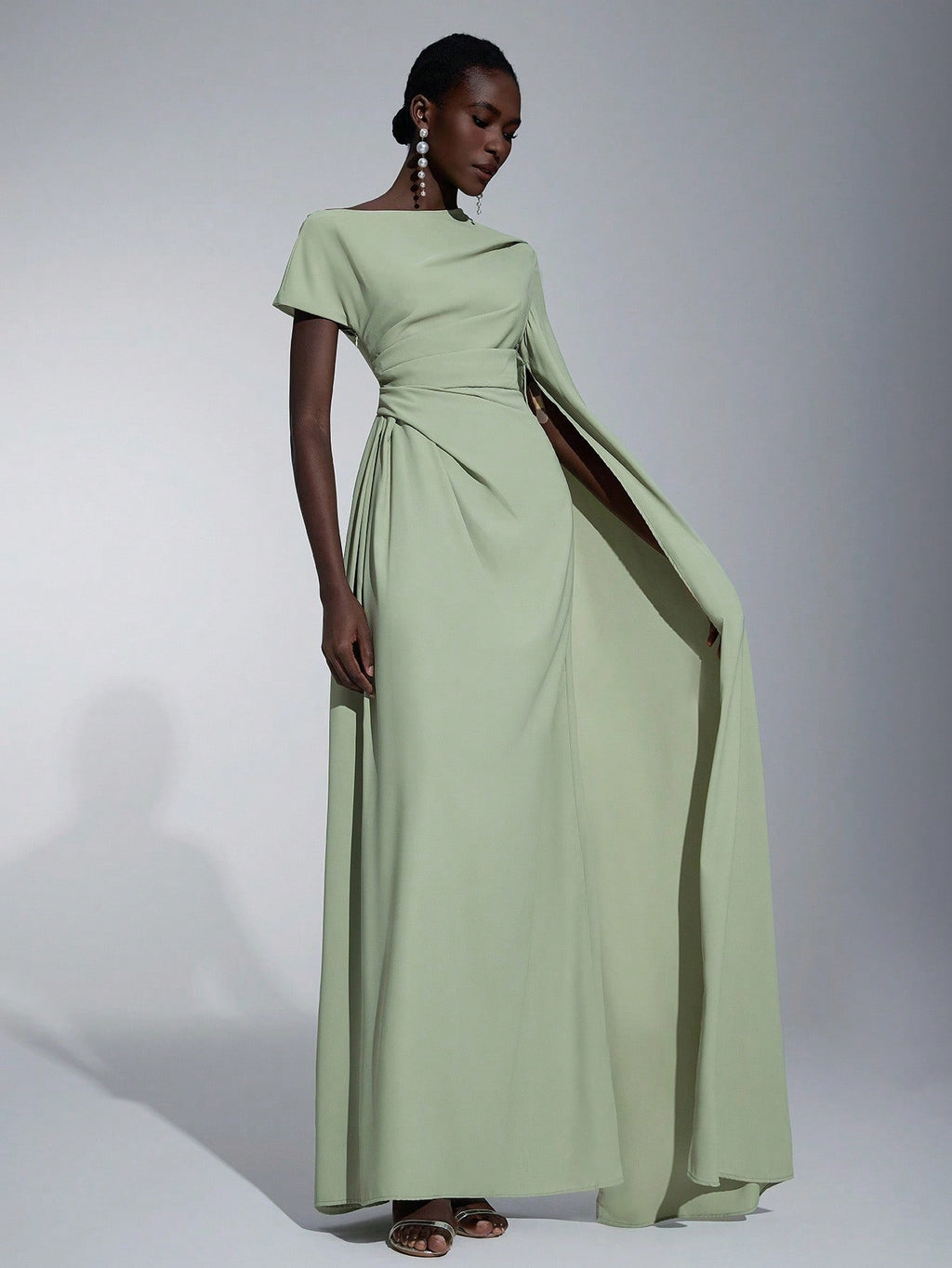 Elitara Elegant Asymmetric Sleeve Ruffle Hem Long Sleeve Dress, Suitable For Wedding, Party, Date, Formal - image 16