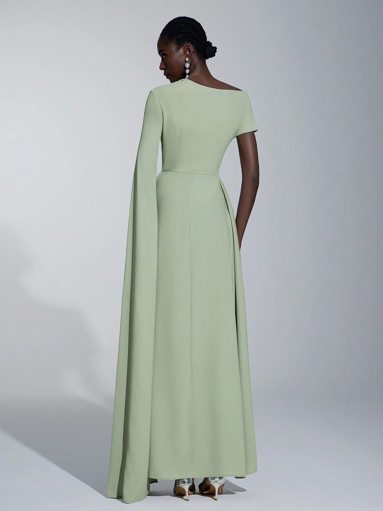 Elitara Elegant Asymmetric Sleeve Ruffle Hem Long Sleeve Dress, Suitable For Wedding, Party, Date, Formal - image 19