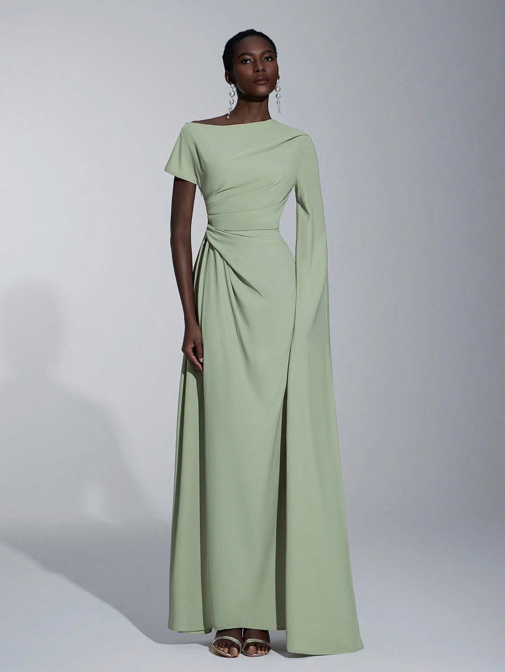 Elitara Elegant Asymmetric Sleeve Ruffle Hem Long Sleeve Dress, Suitable For Wedding, Party, Date, Formal - image 20