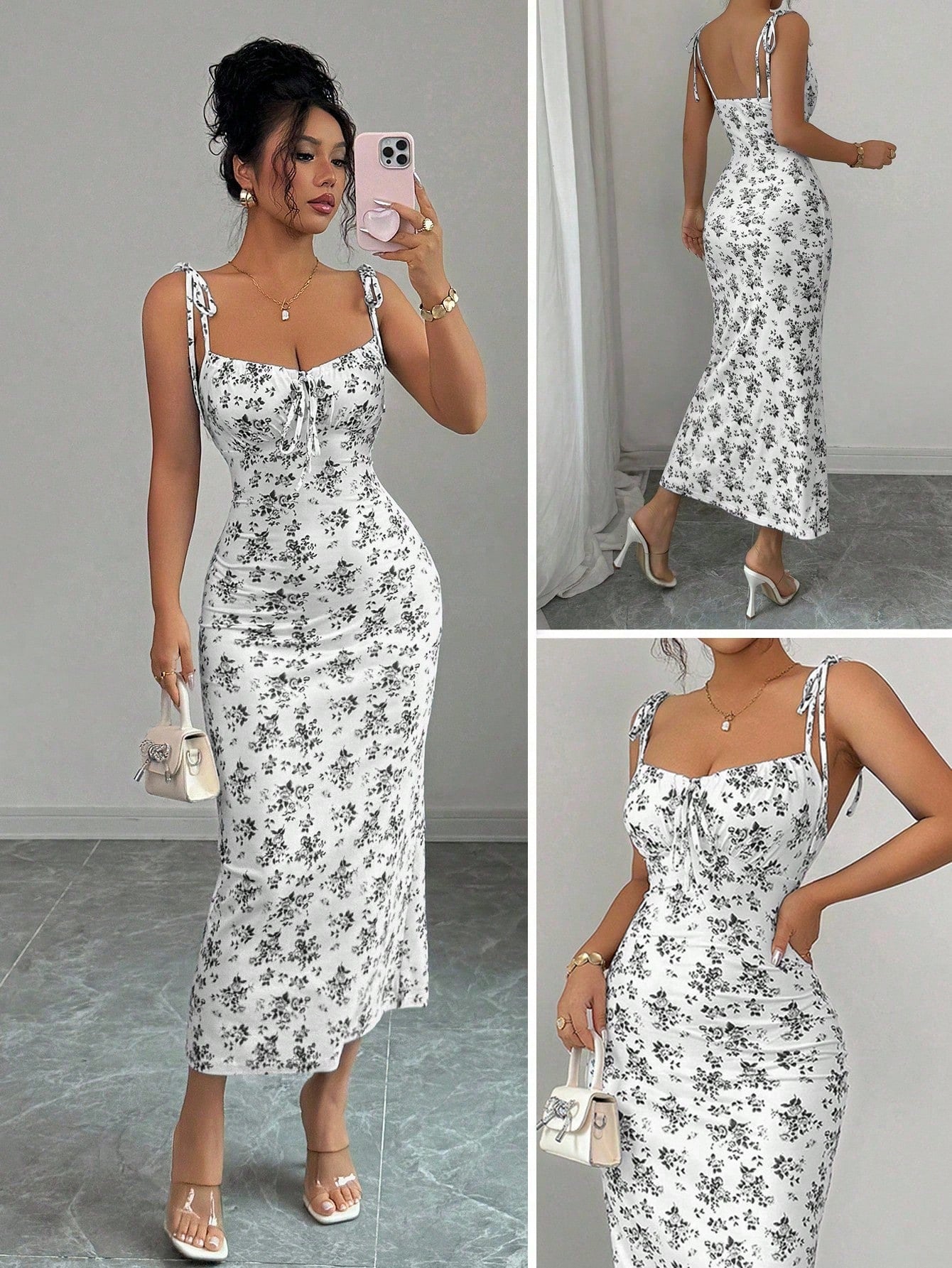 Rafferiza Women Ditsy Floral Strappy Elegant Dress