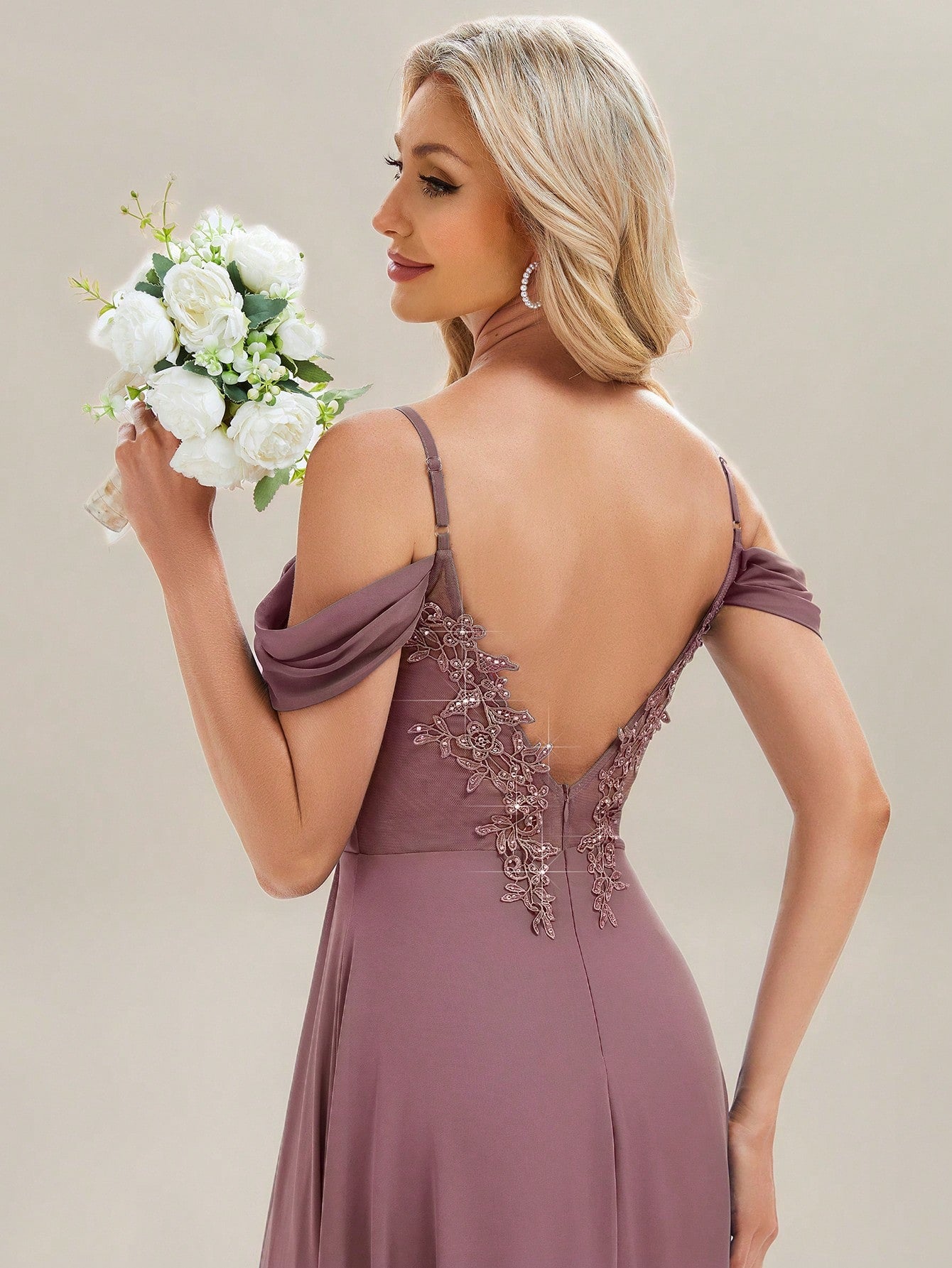 EVERPRETTY Elegant Solid Color V-Neck Ruched Blush Pink Bridesmaid Dress, Suitable For Weddings, Birthdays, - image 13