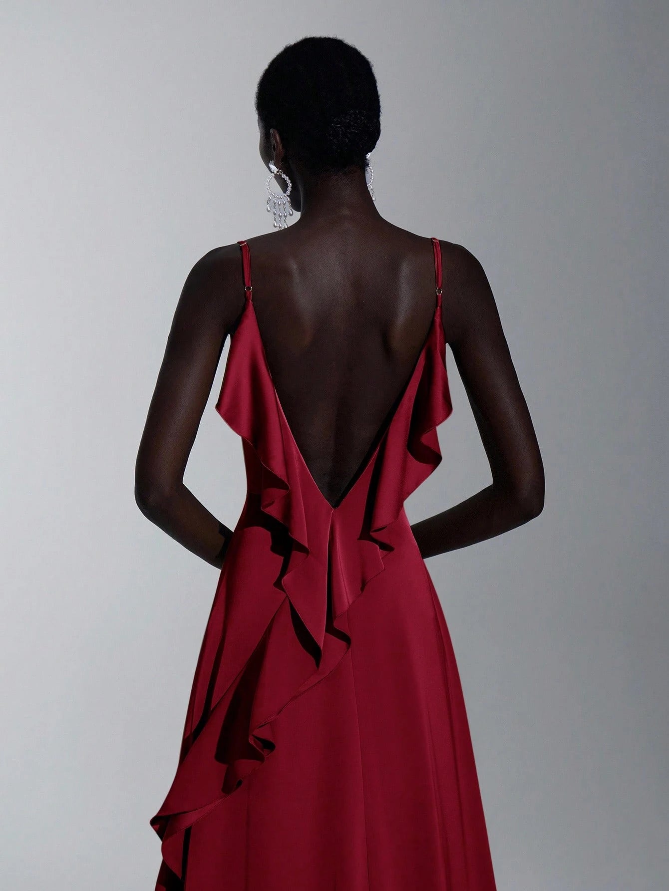 Elitara Elegant Red Summer Knitted Halter Top,Open Back Ruffled Hem A-Line Evening Party Wedding Guest - image 15