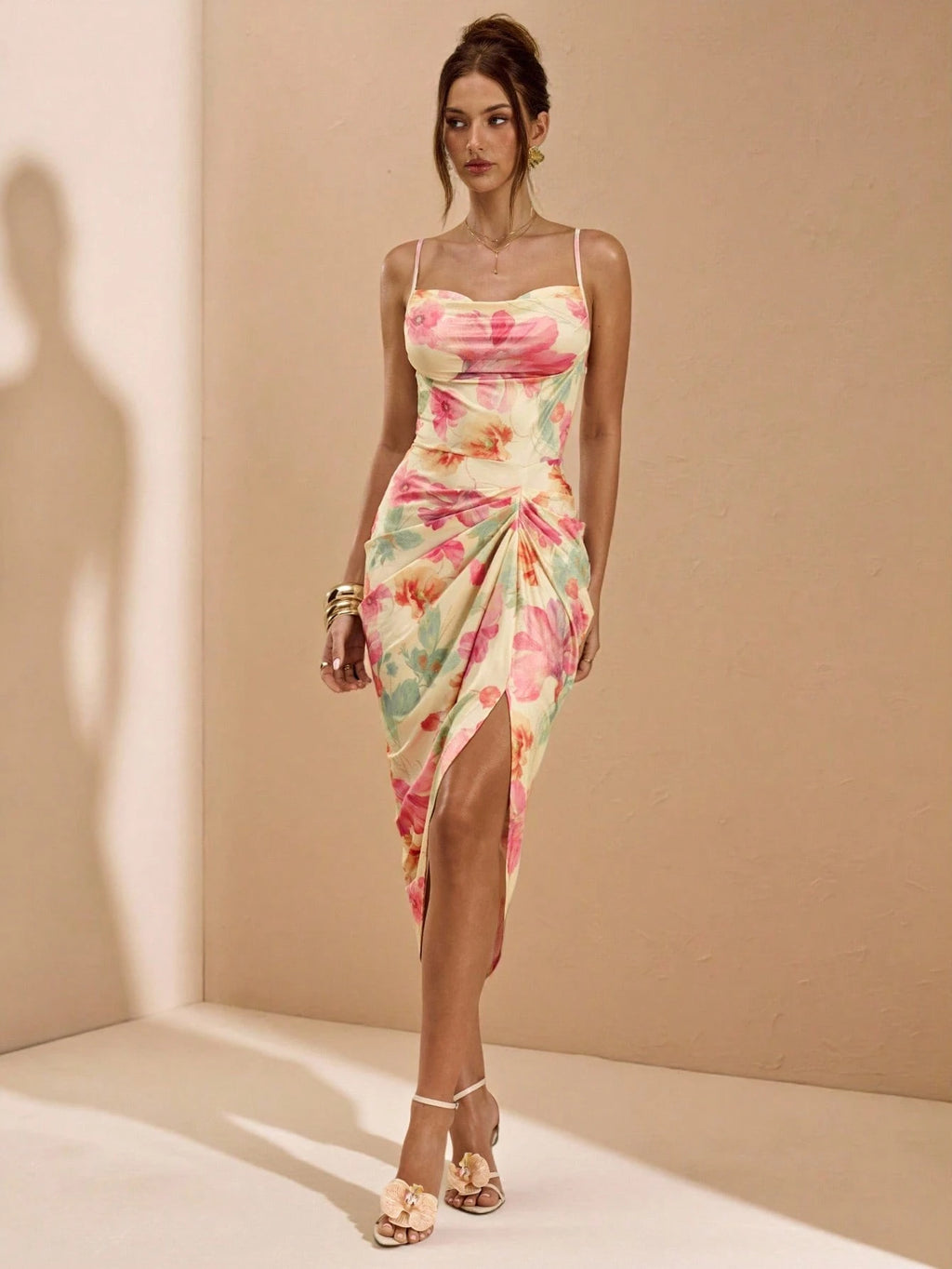 BAE Pale Yellow Summer Elegant Wedding Ninang Women's Dress,Flower