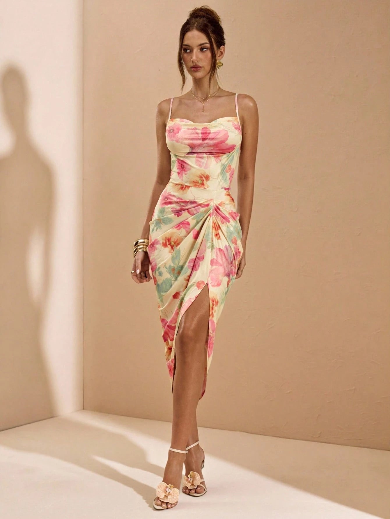 BAE Pale Yellow Summer Elegant Wedding Ninang Women's Dress,Flower
