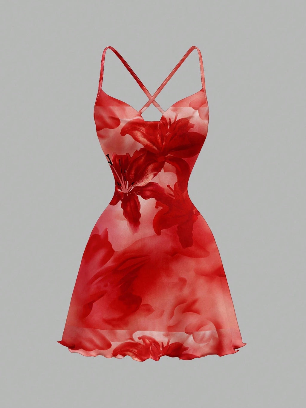 SXY Casual Floral Print Draped Neck Sleeveless Mini Dress For Women, Suitable For Summer Vacation & - image 15