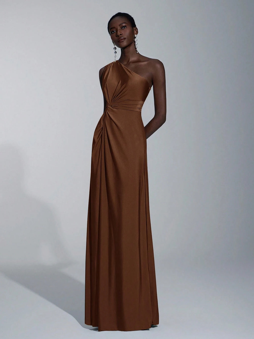 Elitara Women's Emerald Green Winter Elegant Formal One-Shoulder Twisted Knitted Dress, Floor Length A-Line - image 20