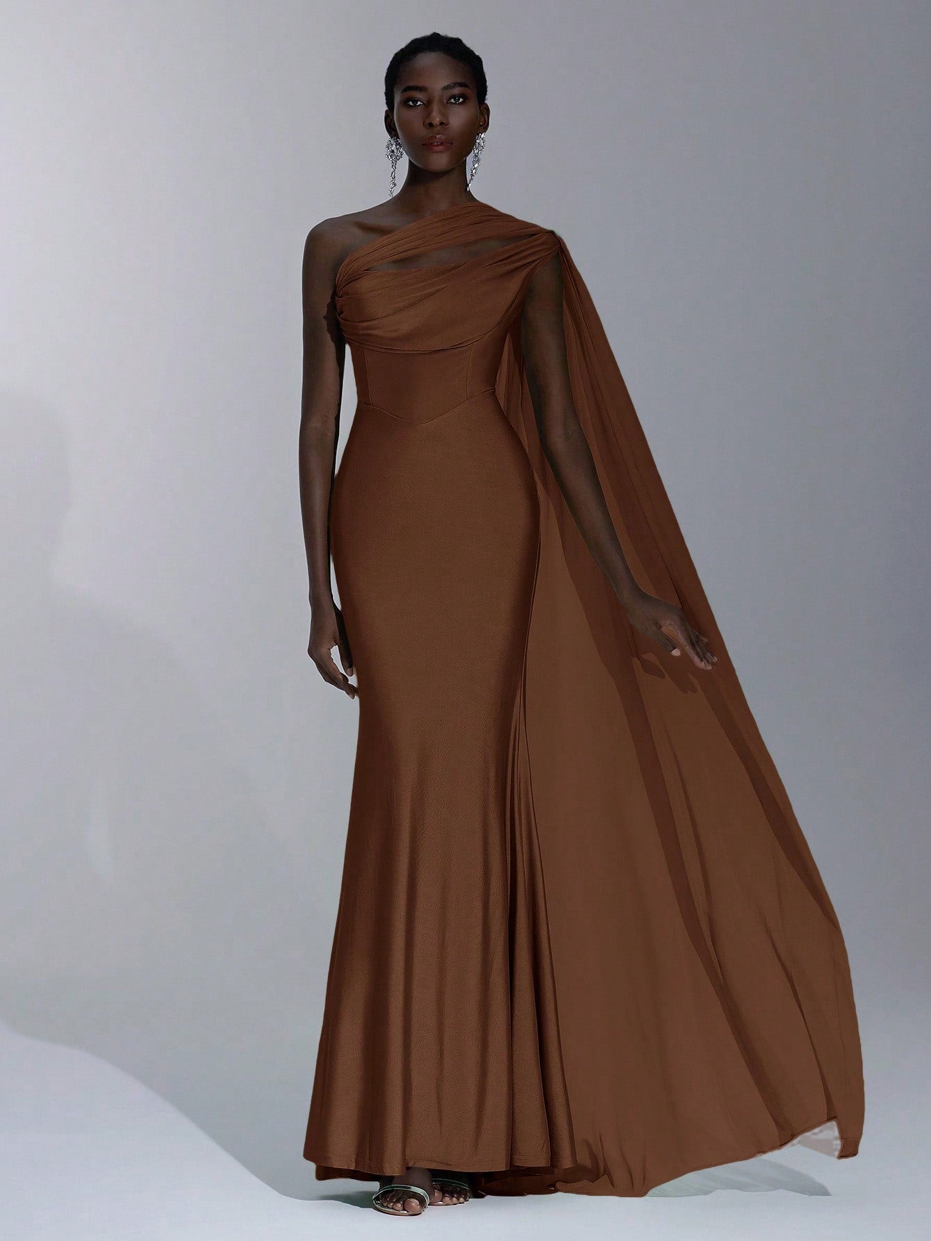 Elitara Sage Green Summer Elegant Formal Evening Wedding Guest Dress, Oblique Shoulder Halter Neck Slim - image 9