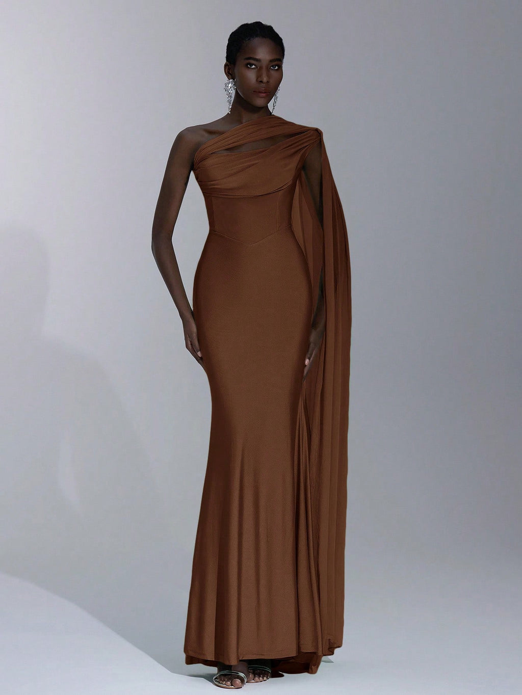 Elitara Sage Green Summer Elegant Formal Evening Wedding Guest Dress, Oblique Shoulder Halter Neck Slim - image 12