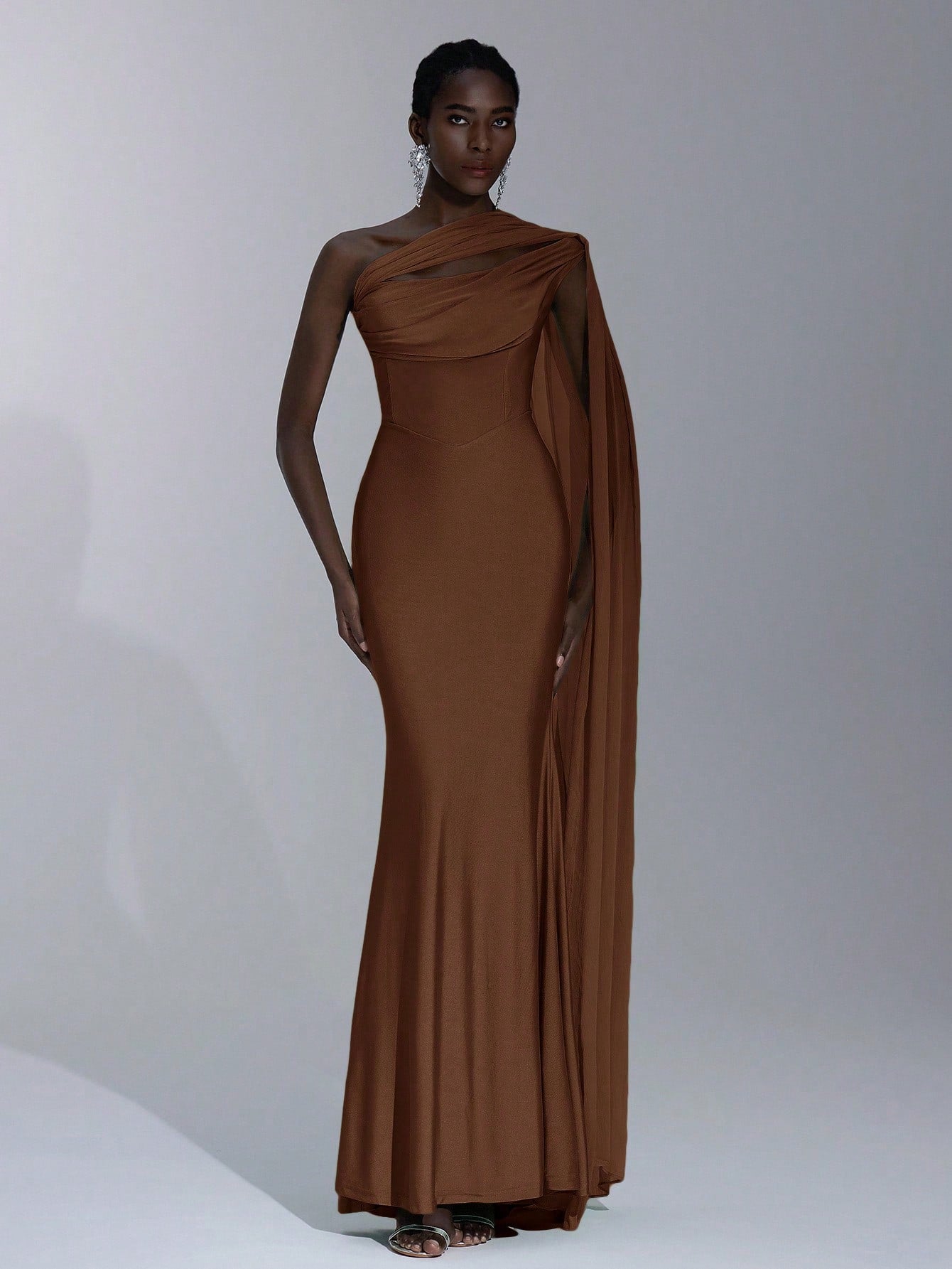 Elitara Sage Green Summer Elegant Formal Evening Wedding Guest Dress, Oblique Shoulder Halter Neck Slim - image 12