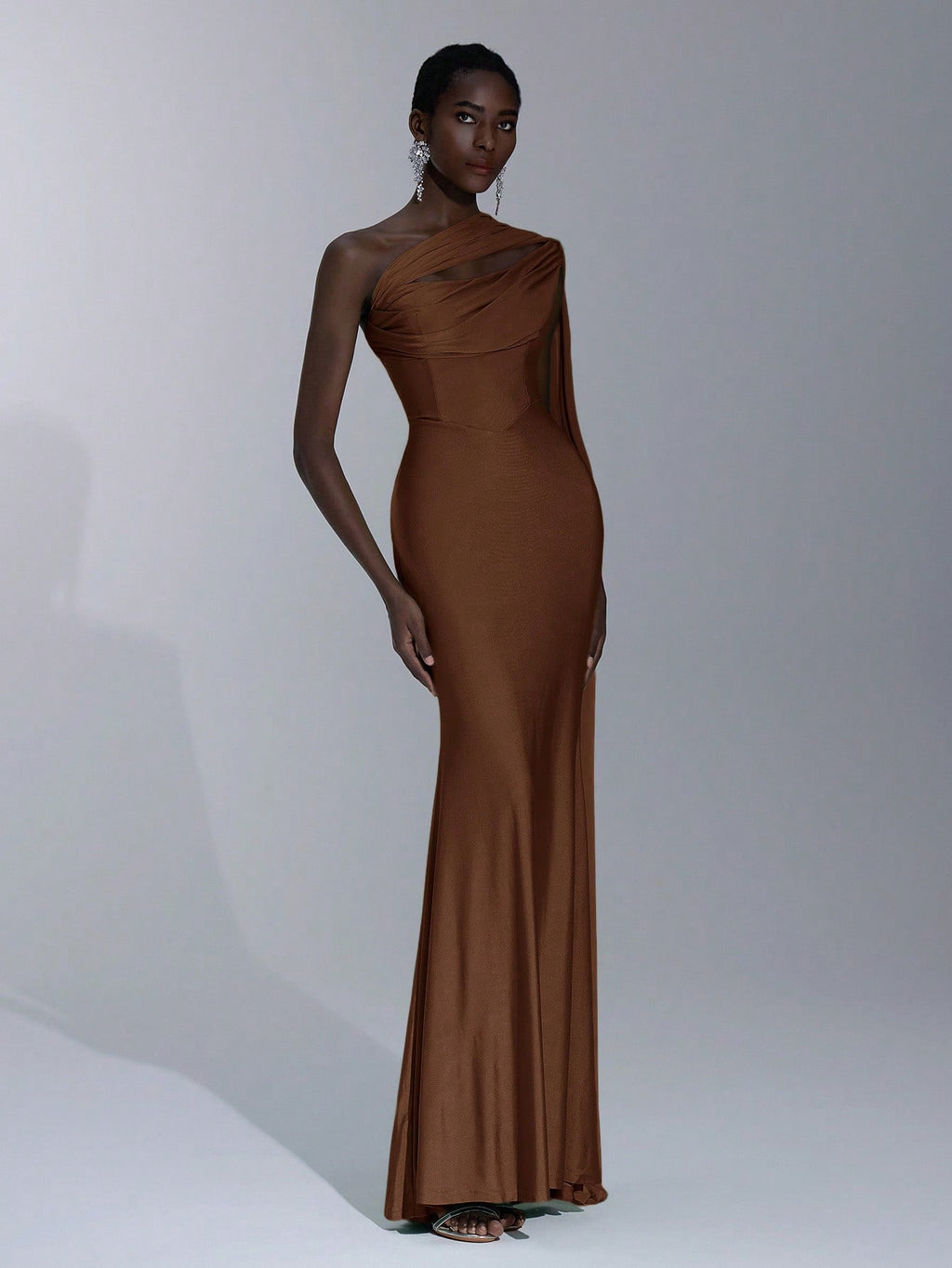 Elitara Sage Green Summer Elegant Formal Evening Wedding Guest Dress, Oblique Shoulder Halter Neck Slim - image 14