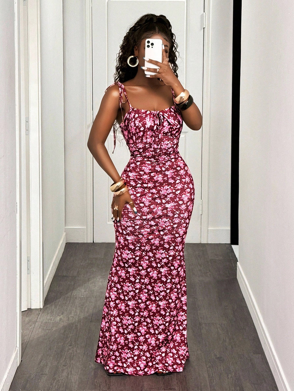 BamGleam Women Floral Print Bodycon Sexy Fashion Elegant Party