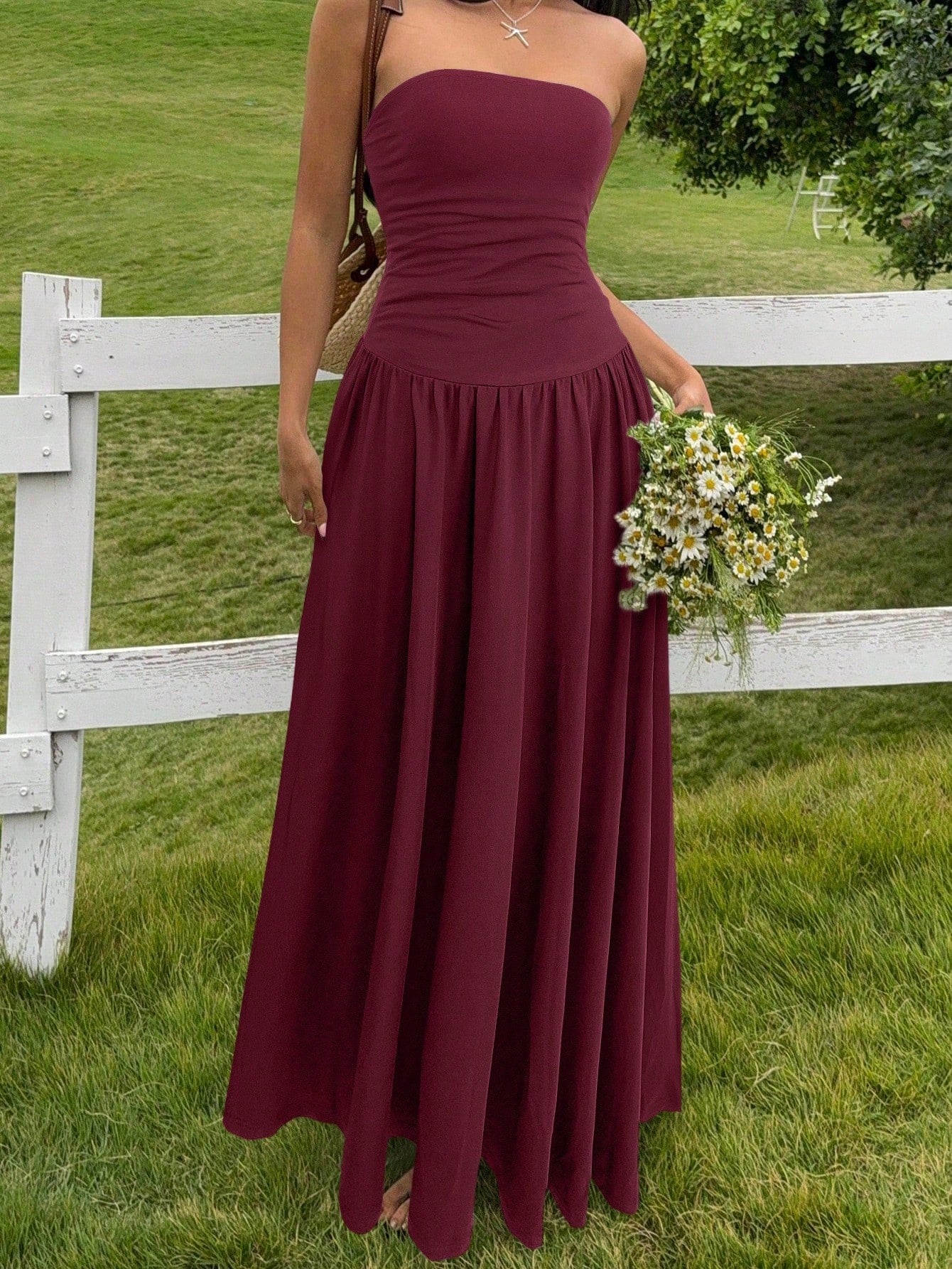EZwear Women's Long Soli D Color Dress, M I Nim Alist R O Mant Ic Ele