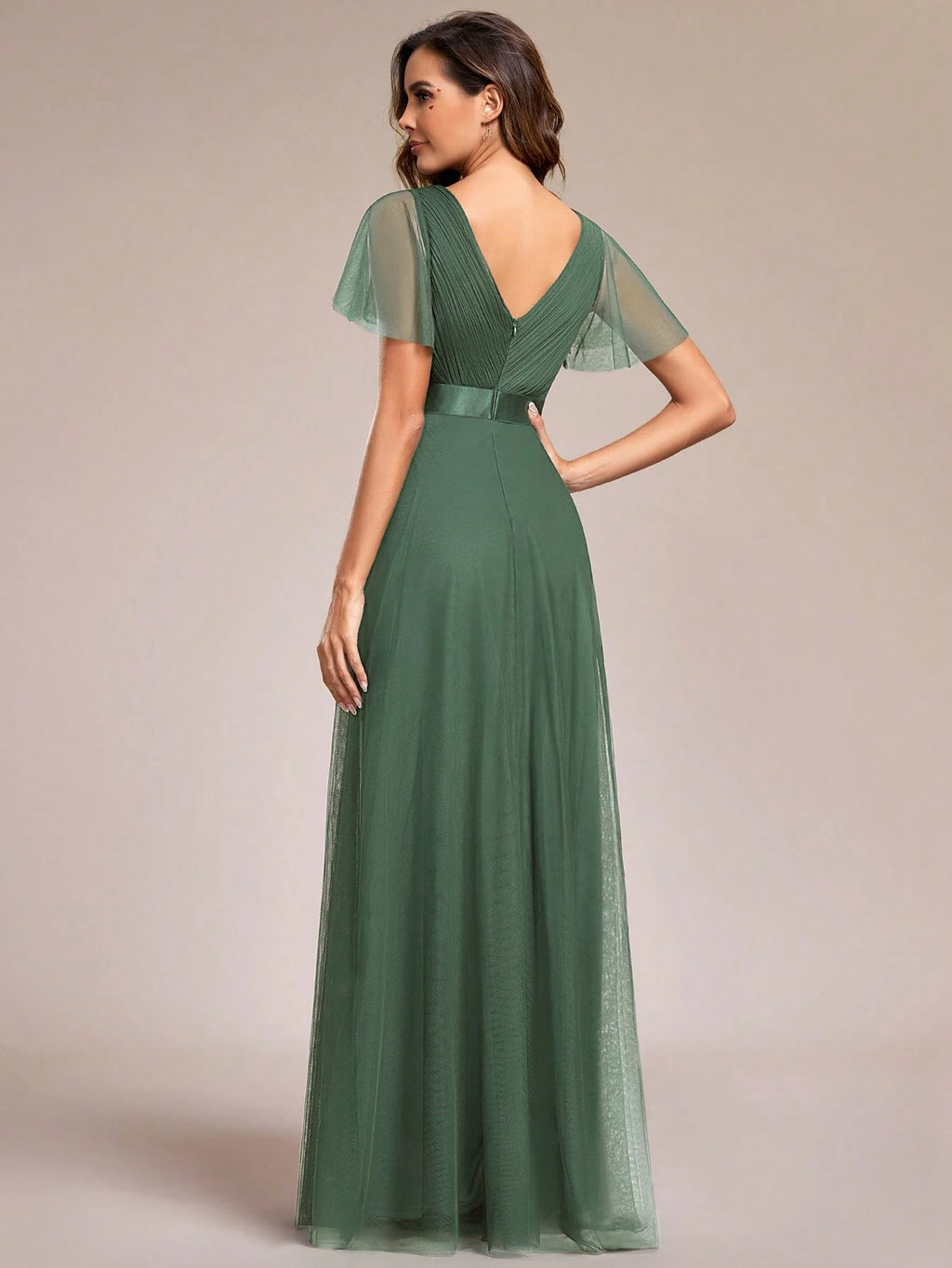 EVERPRETTY Romantic V-Neck A-Line Chiffon Pink Bridesmaid Dress, Suitable For Wedding Guests, Formal - image 19