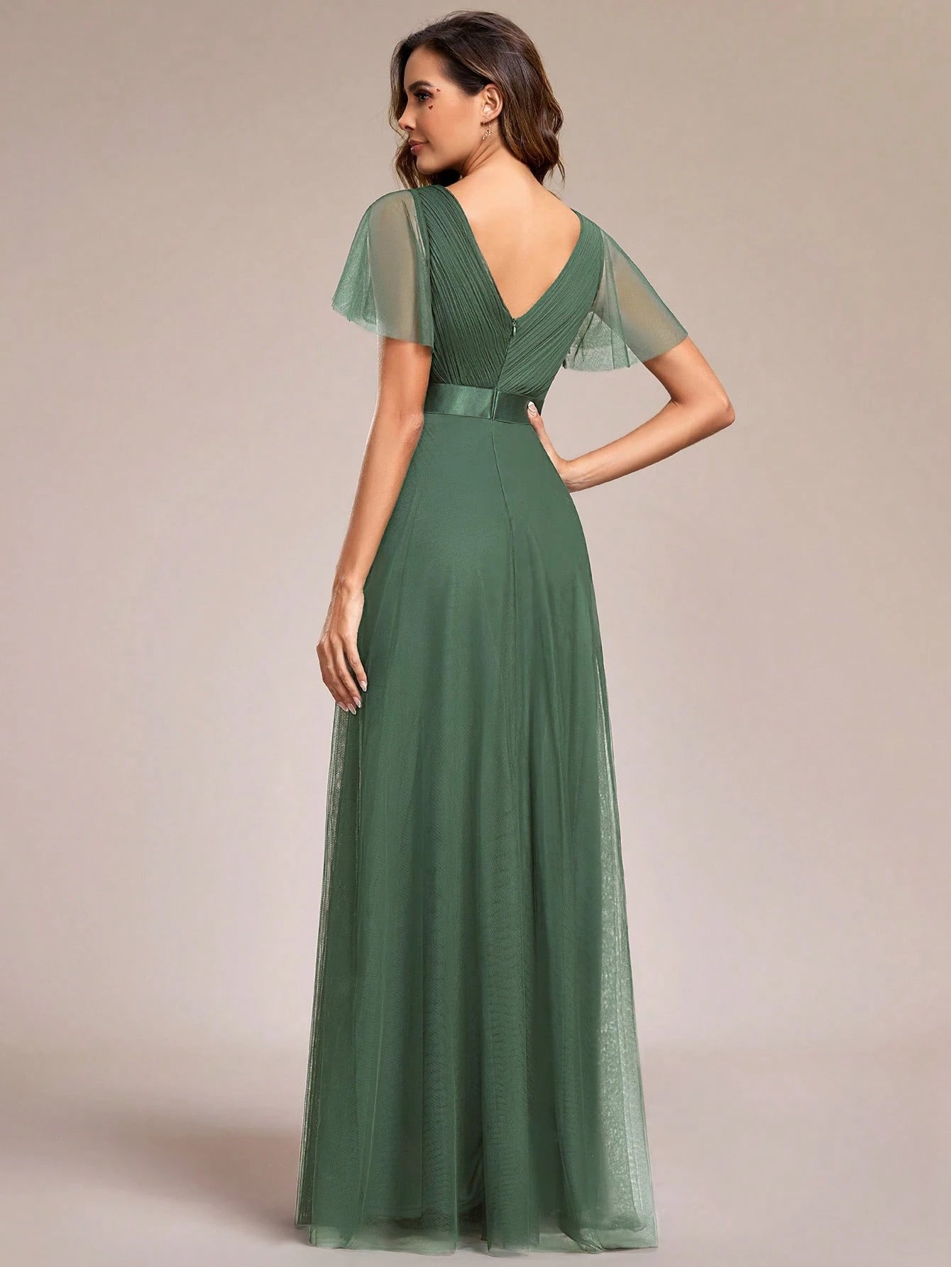 EVERPRETTY Romantic V-Neck A-Line Chiffon Pink Bridesmaid Dress, Suitable For Wedding Guests, Formal - image 19