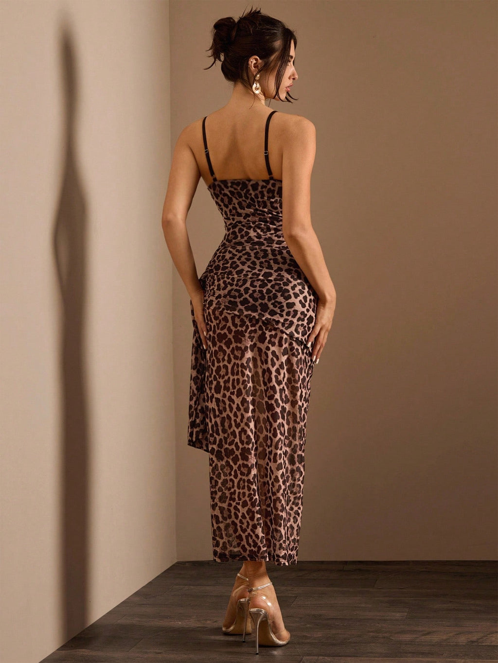 Glamine Sexy Elegant Lace & Leopard Print Asymmetric Waist See-Through Fish Bone Crinkle Detail One-Sided - image 8